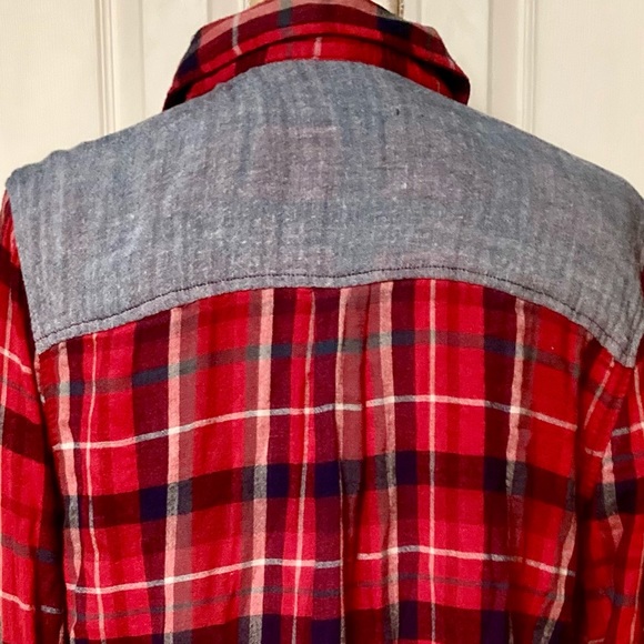 Vintage America Blues Tartan/chambray Flannel Artisan gorpcore style Shirt - Picture 8 of 10